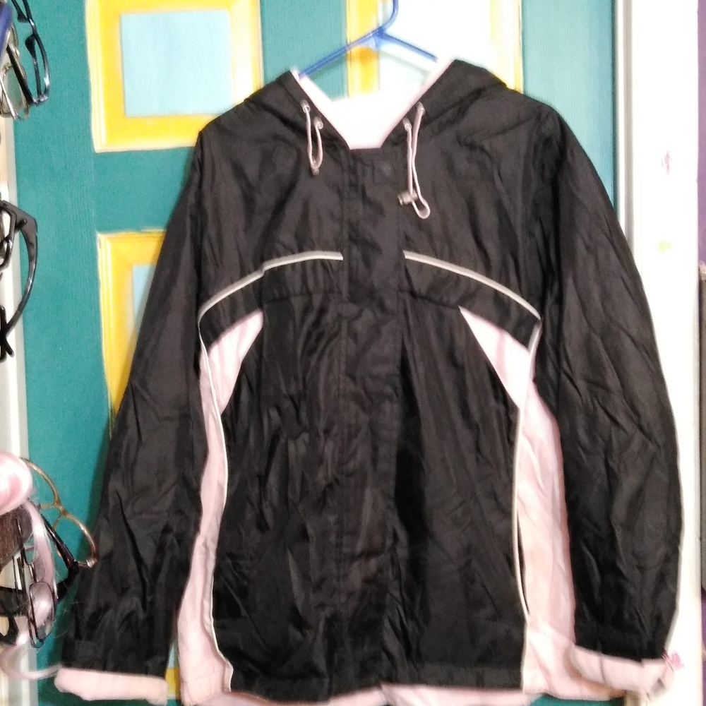 Athletic Works Black & Pink Windbreaker Jacket